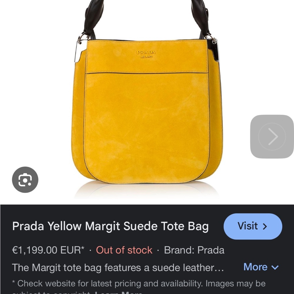 Prada Yellow Tote Bag with Structured Design